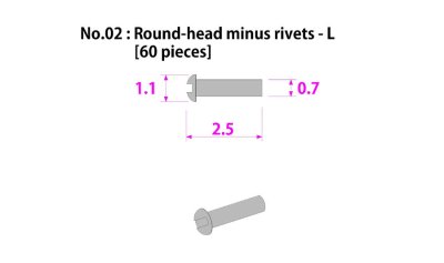 画像2: MFH【P1009】No.02 : Round-head minus rivets-L [60 pieces]