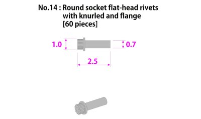画像2: MFH【P1030】No.14 : Round socket flat-head rivets with knurled and flange [60 pieces]