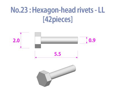 画像4: Model Factory Hiro 【P1153】No.23 : Hexagon-head rivets-LL [42 pieces]