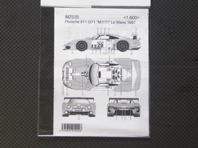 画像2: MZ DECALS【MZ-035】PORSCHE 911 GT1#29　LM 1997 Decal