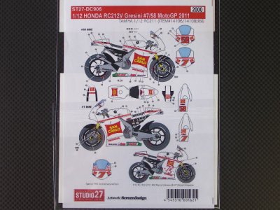 画像2: STUDIO27【DC-906】1/12 RC212V "Gresini"＃7/58 MotoGP 2011 DECAL