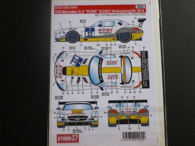 画像2: STUDIO27【DC-1090】1/24 Mercedes SLS "ROWE"Nur24h 2014 DECAL（F社対応）