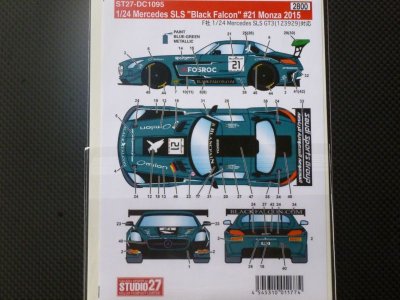 画像2: STUDIO27【DC1095】1/24 Mercedes SLS"Blac kfalcon" #21 Monza 2015 Decal（F社対応）