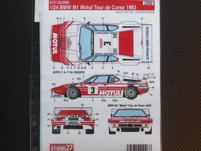 画像2: STUDIO27【DC-638D】1/24 BMW M1"MOTUL"ツールドコルス'83 DECAL（Revell/ESCI社対応）