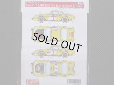 画像2: STUDIO27【DC-879】1/24 ALPINE A110 TOUR DE CORSE/SAN REMO 1975 Decal