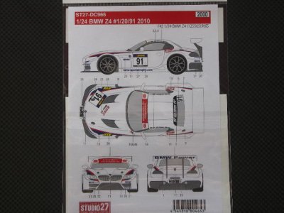 画像2: STUDIO27【DC-966】1/24 BMW Z4 #1/20/19 2010 DECAL（F社対応)