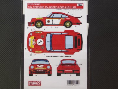 画像2: STUDIO27【DC-973】1/24 PORSCHE 934"GEORG LOOS"#1/51 '1976 Decal（T社対応）