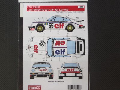 画像2: STUDIO27【DC-981】1/24 PORSCHE 934"elf"#65 'LM1976 Decal（T社対応）