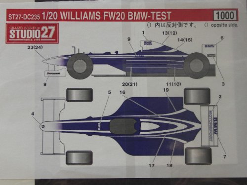 他の写真1: STUDIO27【DC-235】1/20 ウィリアムズFW20"BMW　テスト”デカール