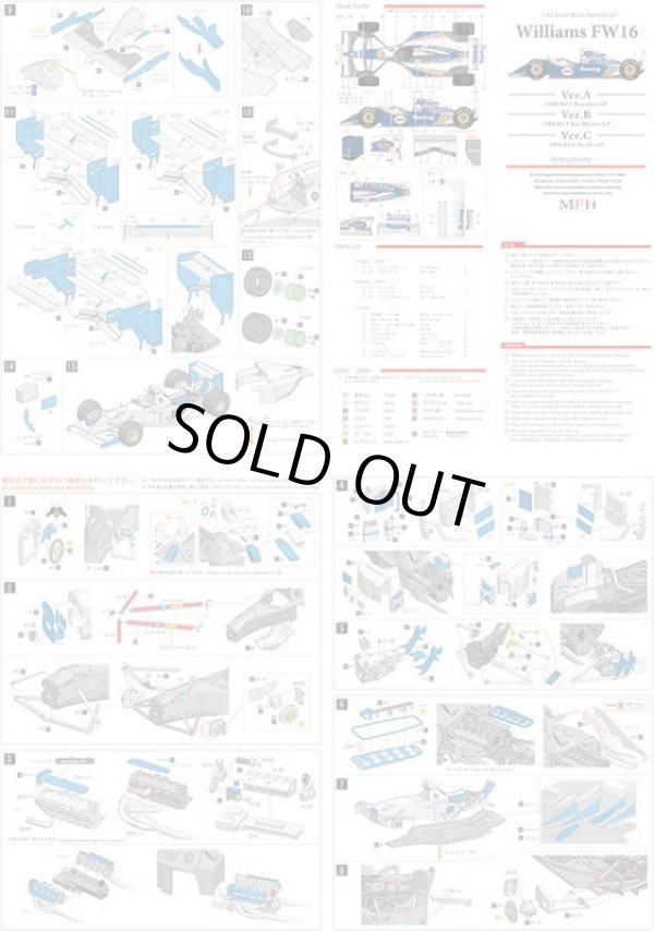 画像4: Model Factory Hiro【K-536】1/43 Williams FW16 Ver:B Fulldetail Kit（オプションデカール付属）