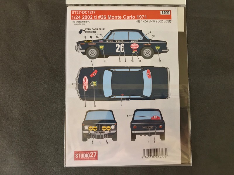 画像2: STUDIO27【DC-1217】1/24 BMW 2002 ti #26 Monte-Carlo 1976 Decal（H社対応)