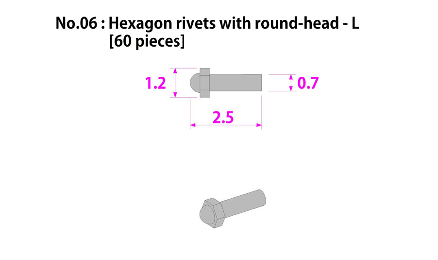 画像2: MFH【P1013】No.06 : Hexagon rivets with round-head-L [60 pieces]