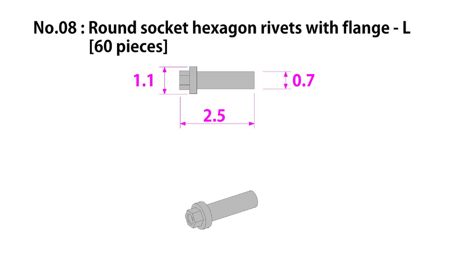 画像2: MFH【P1015】No.08 : Round socket hexagon rivets with flange-L [60 pieces]