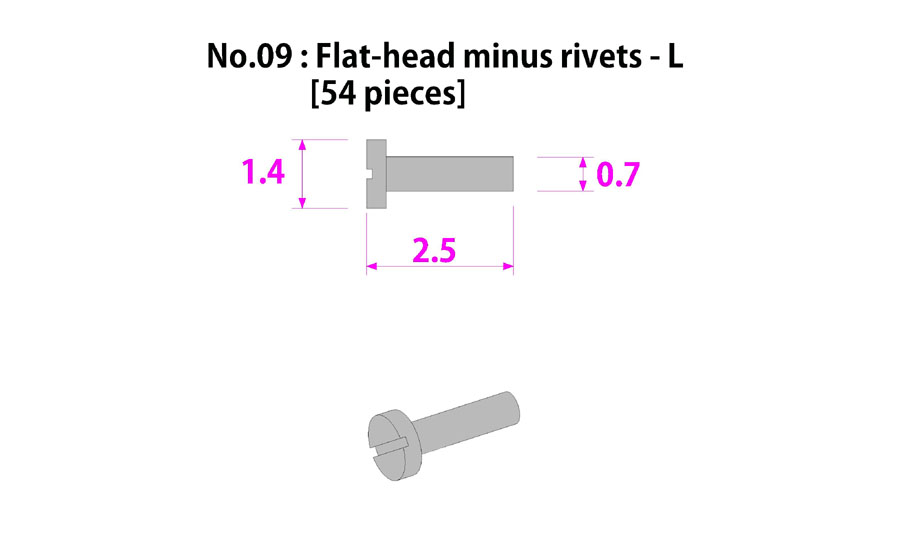 画像2: MFH【P1016】No.09 : Flat-head minus rivets-L [54 pieces]