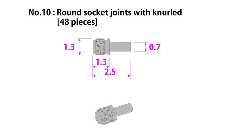 画像2: MFH【P1026】No.10 : Round socket joints with knurled [48 pieces]