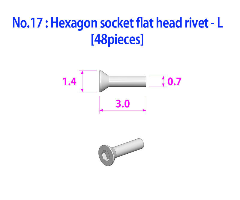 画像4: Model Factory Hiro 【P1141】No.17 : Hexagon socket flat head rivet-L [48 pieces]