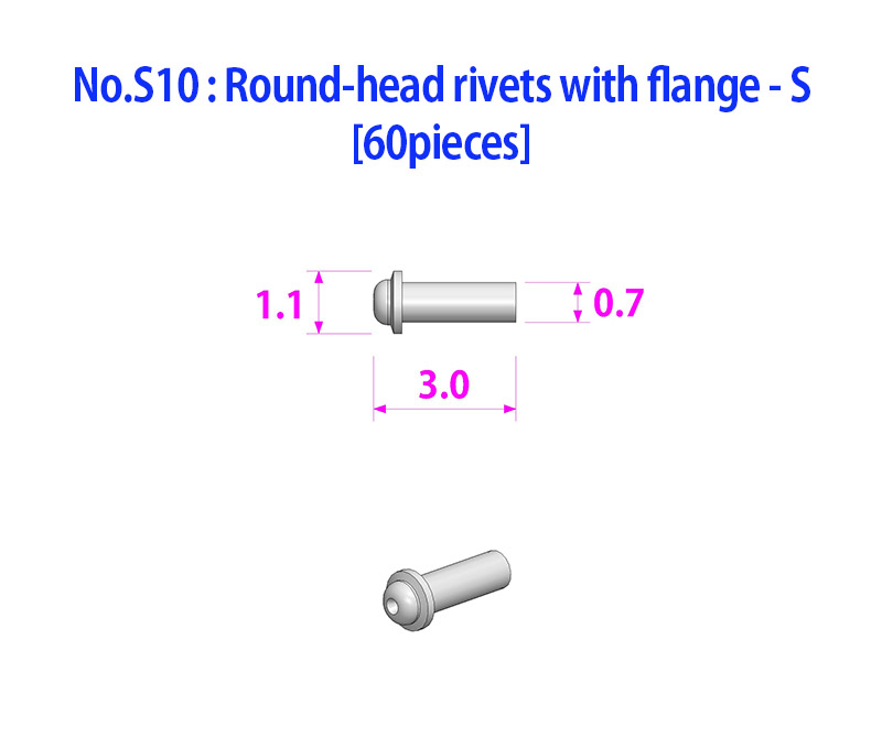 画像4: Model Factory Hiro 【P1144】No.S10 : Round-head rivets with flange-S [60 pieces]