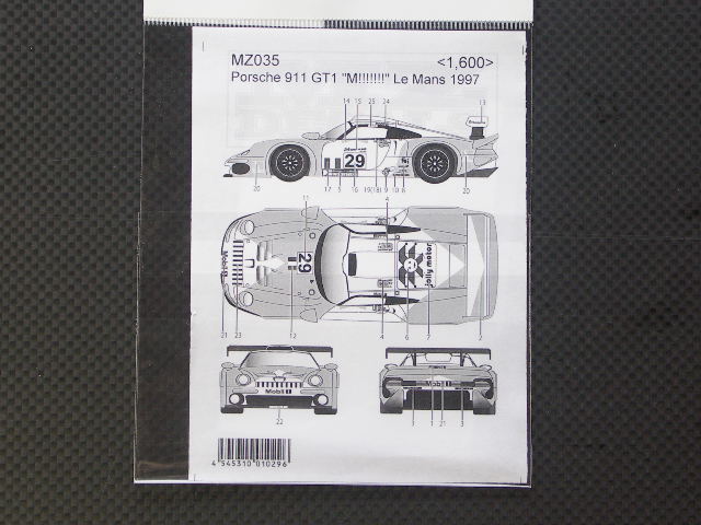 画像2: MZ DECALS【MZ-035】PORSCHE 911 GT1#29　LM 1997 Decal