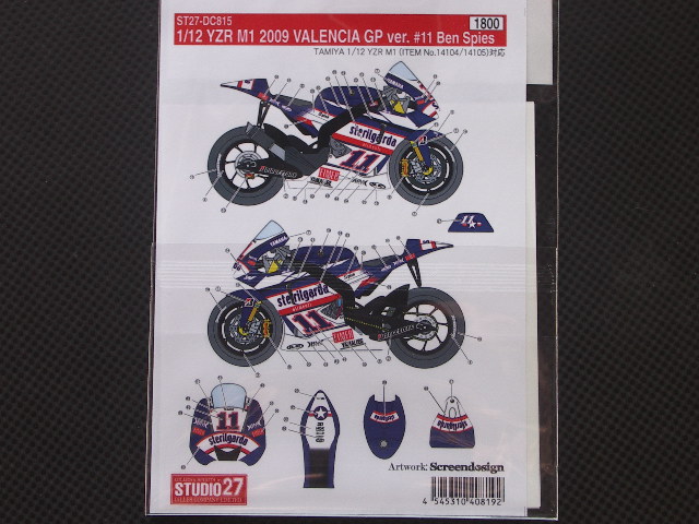 画像: STUDIO27【DC-815】1/12 YAMAHA YZR-M1 2009 VALENCIA GP Ver.#11 Ben Spies