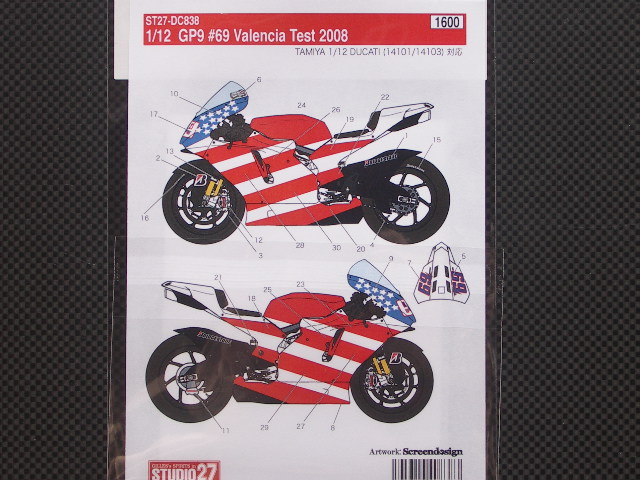 画像: STUDIO27【DC-838】1/12 DUCATI GP9 #69 Test 2008 Decal