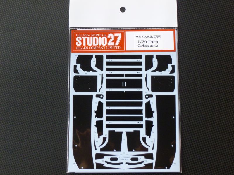 STUDIO27【CD-20027】1/20 F92A用カーボンデカール（Ｆ社対応 