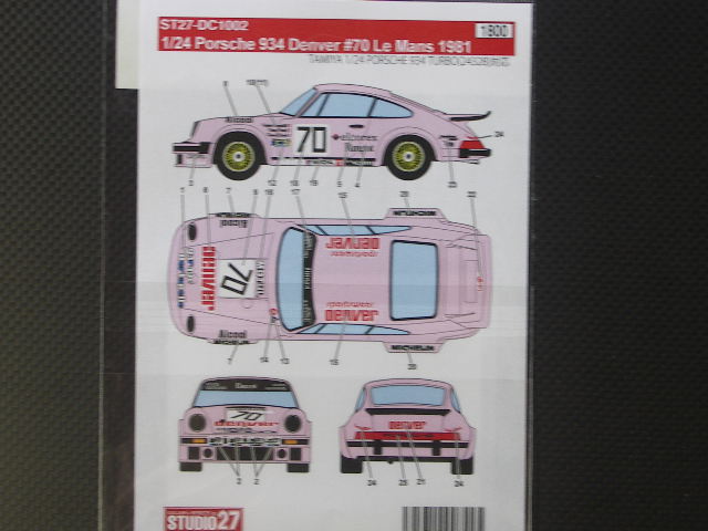 画像2: STUDIO27【DC-1002】1/24 PORSCHE 934 Denver #70 le Mans 1981 Decal（T社対応）