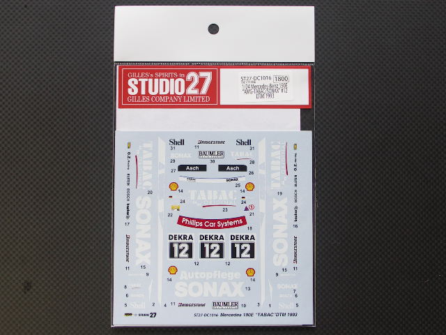 画像1: STUDIO27【DC-1016】1/24 Mercedes-benz 190E"AGM-TABAC/SONAX"#12 1993 DECAL（F社対応）