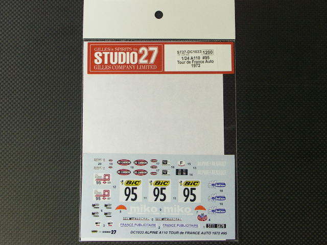 画像1: STUDIO27【DC-1033】1/24 ALPINE A110 #95 Tour de France Auto 1972 Decal