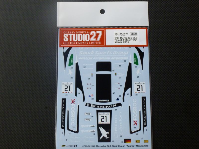 画像1: STUDIO27【DC1095】1/24 Mercedes SLS"Blac kfalcon" #21 Monza 2015 Decal（F社対応）