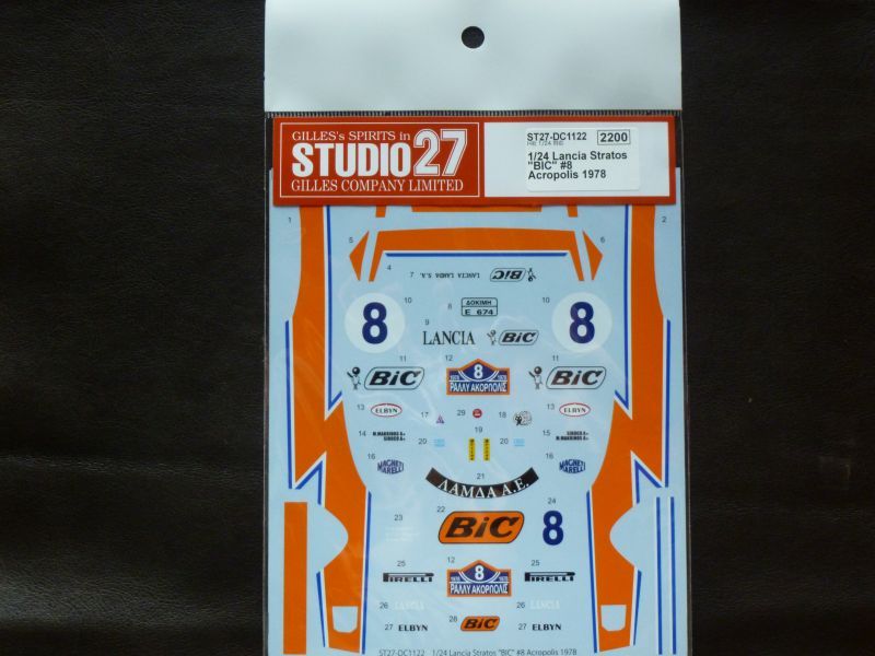 画像1: STUDIO27【DC-1122】1/24 Lancia Stratos "BIC"#8 Acropolis 1978 Decal (H社対応）