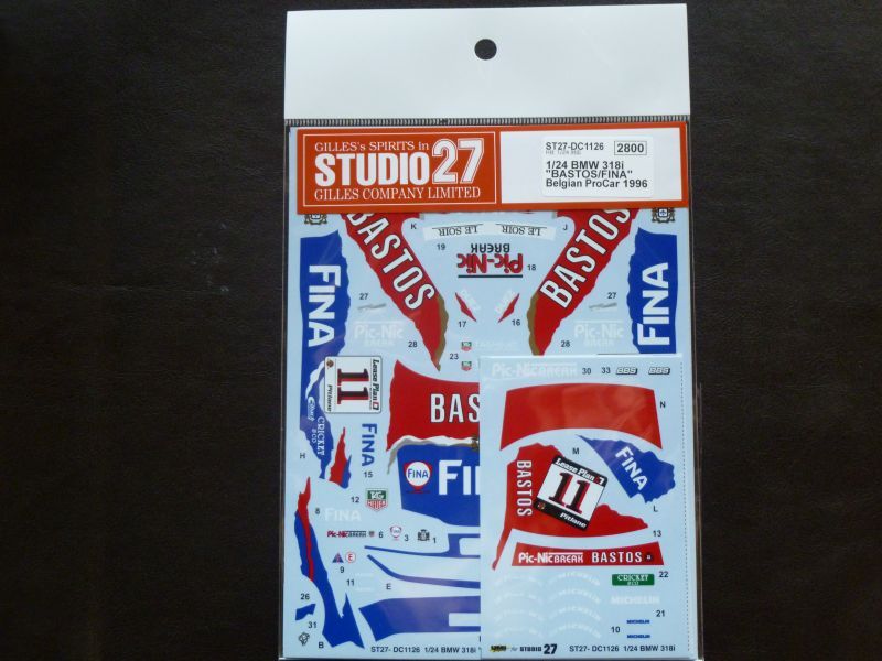 画像1: STUDIO27【DC-1126】1/24 BMW 318i"BASTOS/FINA"Belgian ProCar 1996 Decal（H社対応)