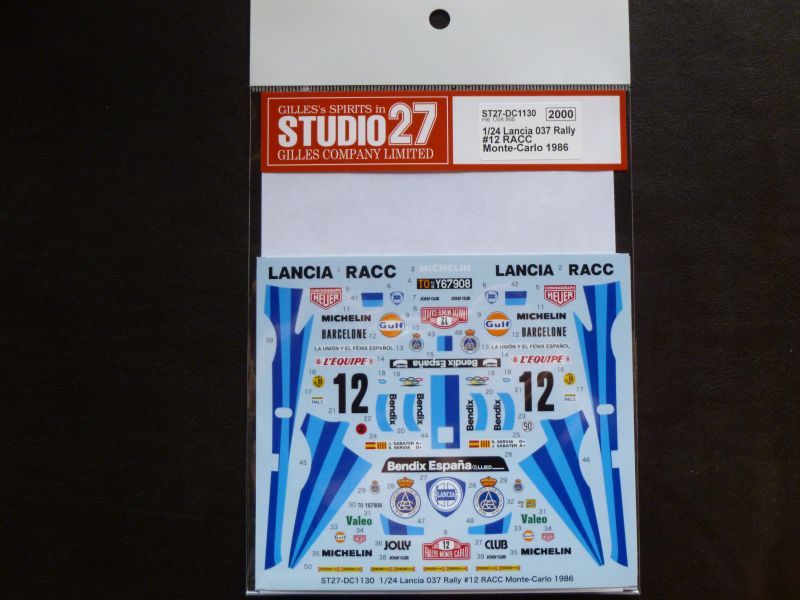 画像1: STUDIO27【DC-1130】1/24 037 Rally #12 RACC Monte-Carlo 1986　Decal（H社対応）