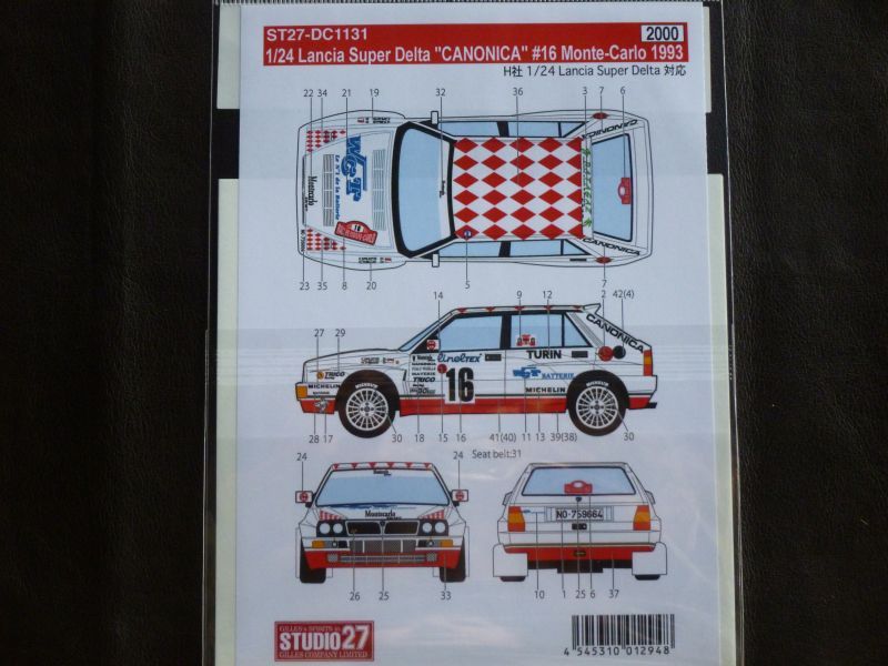 画像2: STUDIO27【DC-1131】1/24 Lancia Super Delta "CANONICA"#16 Monte-Carlo 1993 Decal（H社対応）