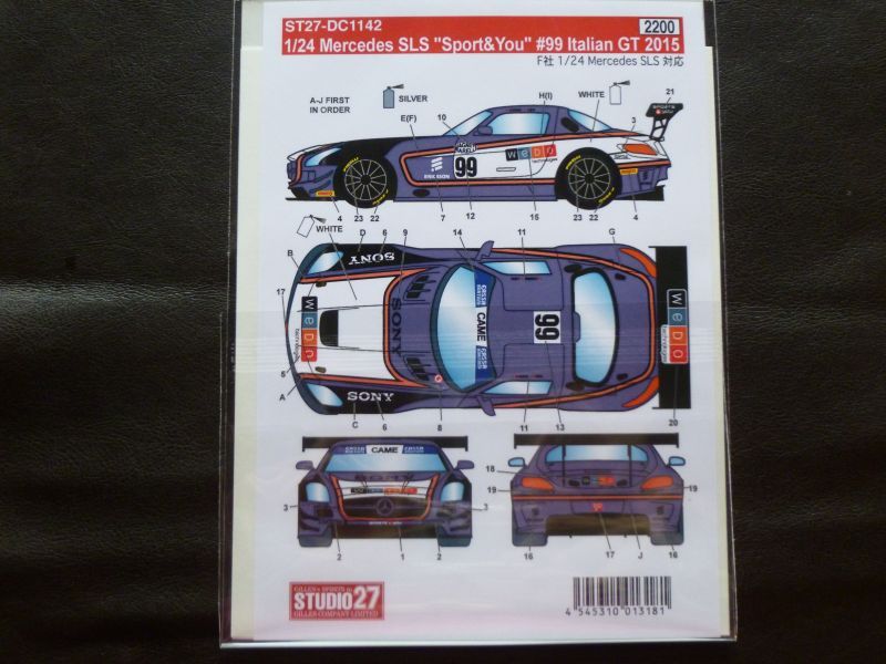 画像2: STUDIO27【DC-1142】1/24 Mercedes SLS "Sport&You" #99 Italian GT 2015 DECAL（F社対応）