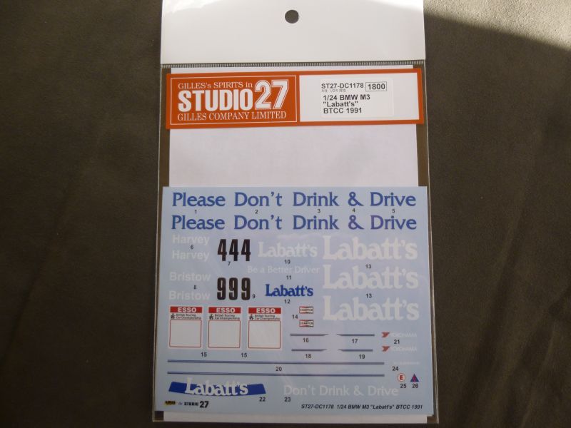 画像1: STUDIO27【DC-1178】1/24 BMW M3'Labatts'BTCC 1991 DECAL（A社対応)　