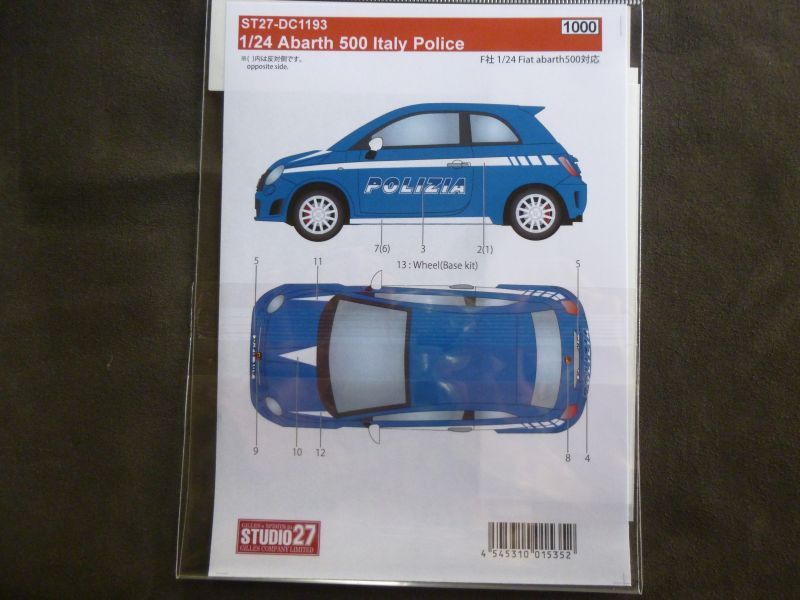 画像2: STUDIO27【DC-1193】1/24 Abarth 500 Italy Police DECAL（F社対応）