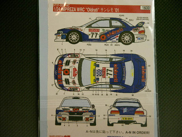 画像: STUDIO27【DC-518C】1/24 スバルインプレッサ WRC"Oldrati"サンレモ '01