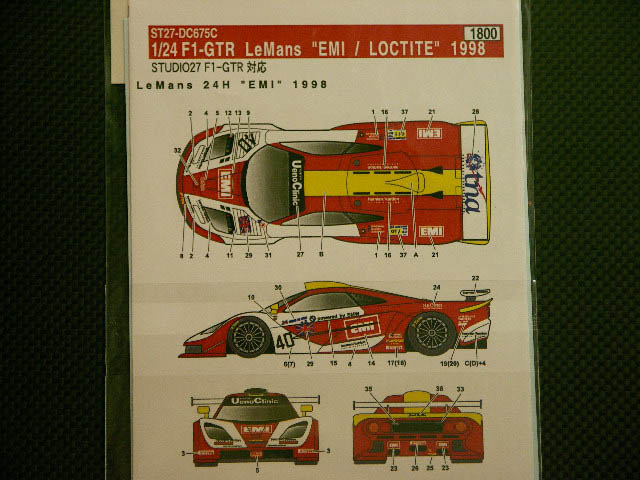 画像: STUDIO27【DC-675C】1/24 マクラーレン F1-GTR "EMI/LOCTITE LM 1998
