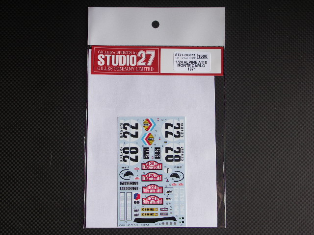 画像1: STUDIO27【DC-873】1/24 ALPINE A110 MONTE 1971 Decal