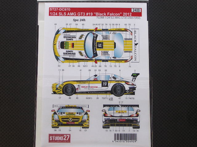 画像2: STUDIO27【DC-970】1/24 SLS AMG GT3#19"BLACK FALCON" 2012 DECAL（F社対応）