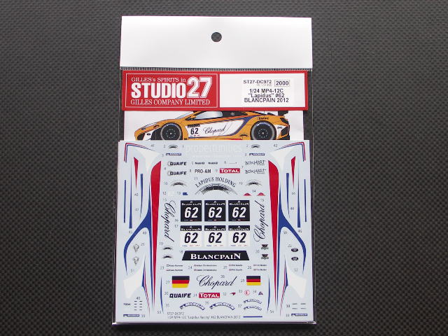 画像1: STUDIO27【DC-972】1/24 MP4/12C "Lapidus"#62 BLANCPAIN 2012 Decal（F社対応）