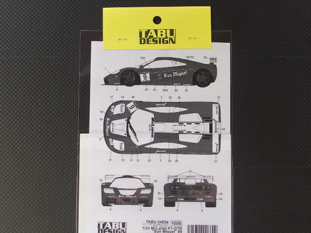 画像2: TABU DESIGN【24054】1/24 Mclaren F1-GTR"Sun Miguel"#9 Zhuhai 1995 Decal(F社対応)