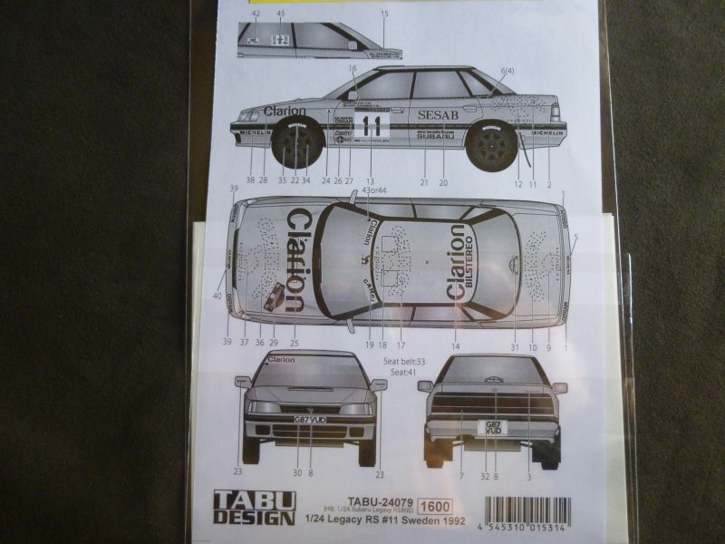 画像2: TABU DESIGN【24079】1/24 Legacy RS #11 Sweden 1992 Decal(H社対応)