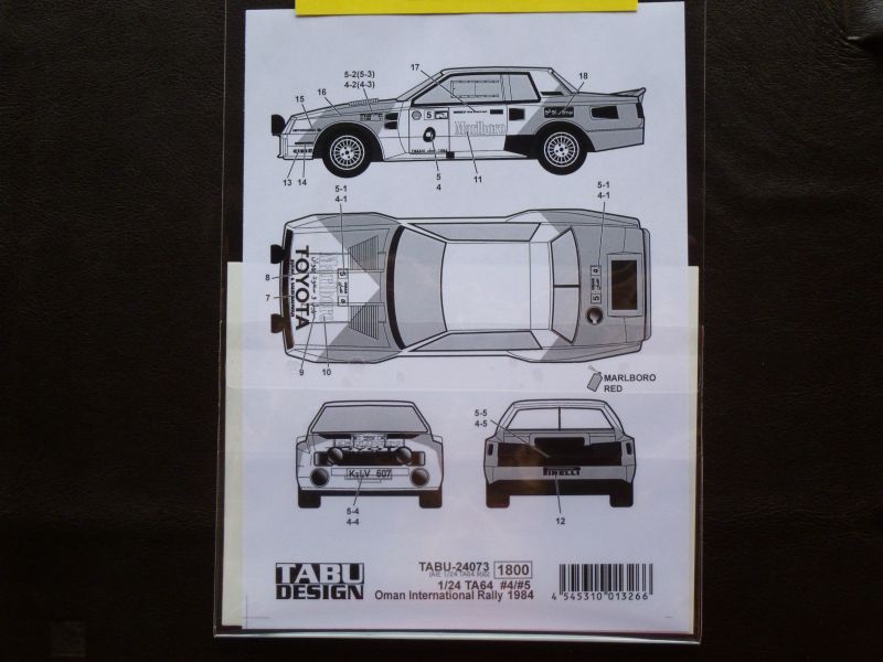 画像2: TABU DESIGN【24073】1/24 Celica TA64 #4/#5 Oman International Rally 1984 Decal(A社対応)